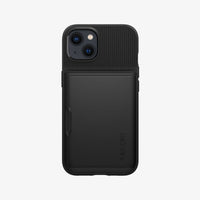 ACS03536 - iPhone 13 Case Slim Armor CS in black showing the back with card slot closed